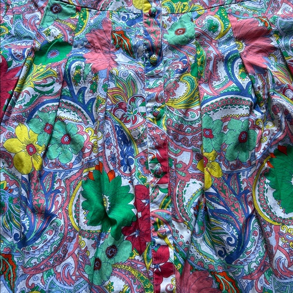 Talbots Floral Midi Button-Down Dress, ruffle detail, adjustable waist ties, 10 - Picture 7 of 8